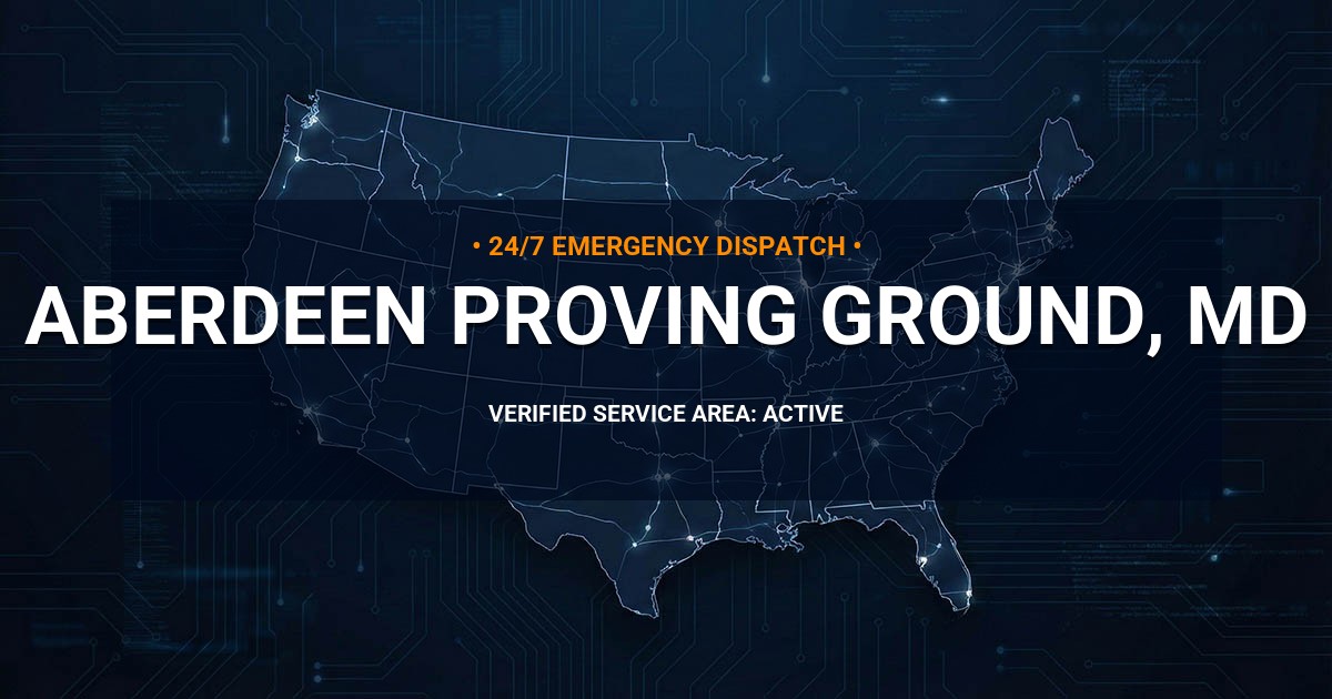 Emergency Plumbing Dispatch Map for Plumbing Services: Aberdeen Proving Ground, MD