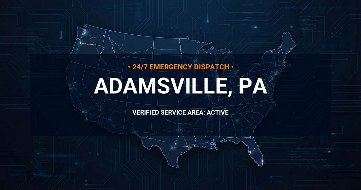 Emergency Plumbing Dispatch Map for Plumbing Services: Adamsville, PA