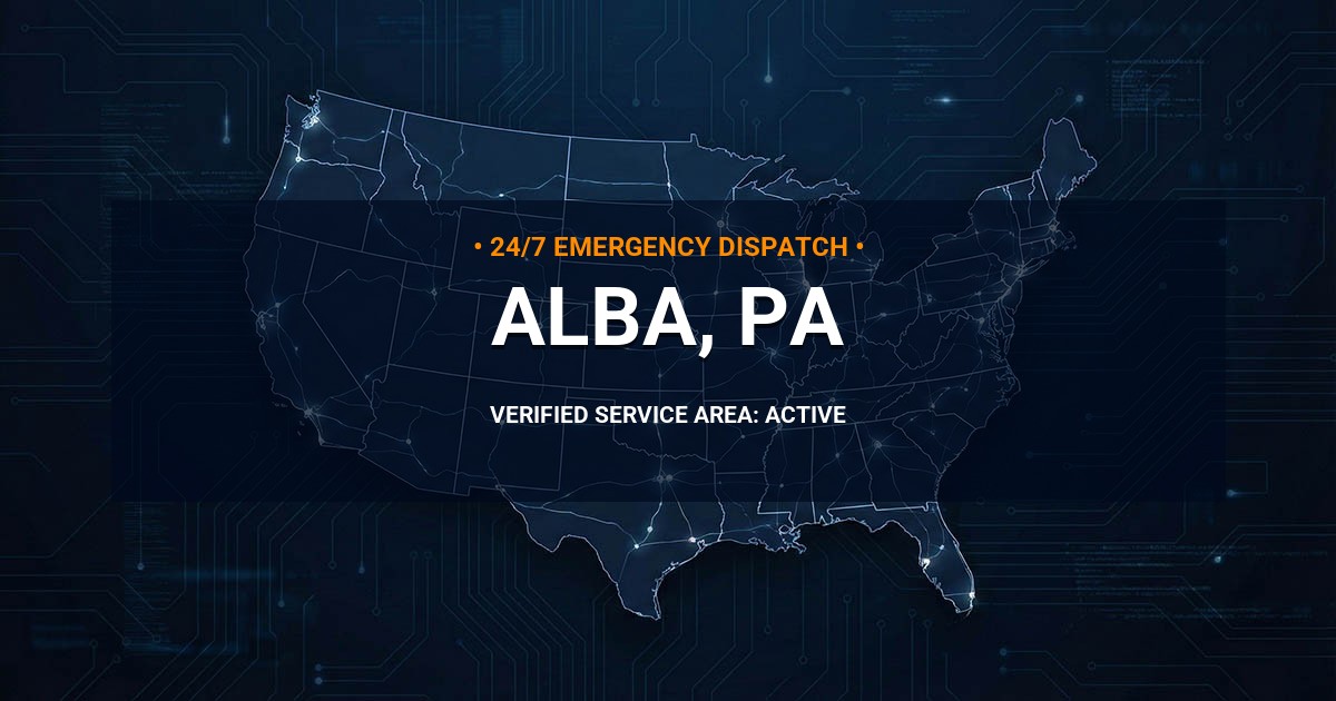 Emergency Plumbing Dispatch Map for Plumbing Services: Alba, PA