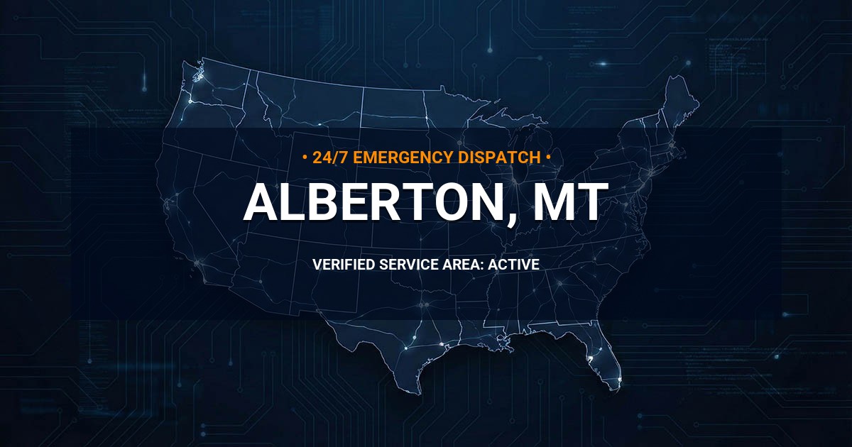 Emergency Plumbing Dispatch Map for Plumbing Services: Alberton, MT