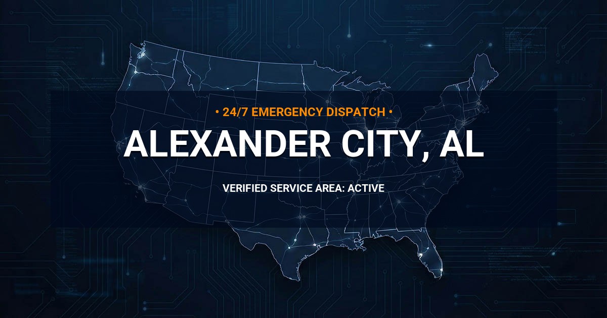 Emergency Plumbing Dispatch Map for Plumbing Services: Alexander City, AL