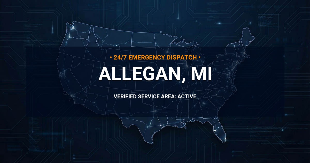 Emergency Plumbing Dispatch Map for Plumbing Services: Allegan, MI