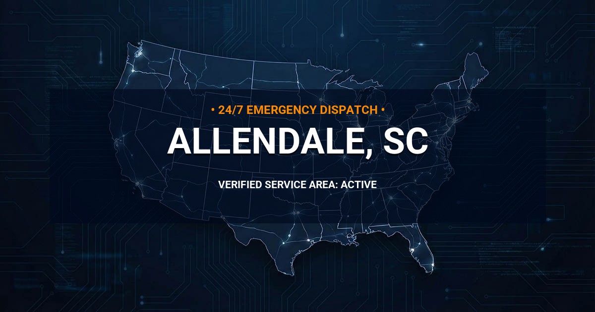 Emergency Plumbing Dispatch Map for Plumbing Services: Allendale, SC