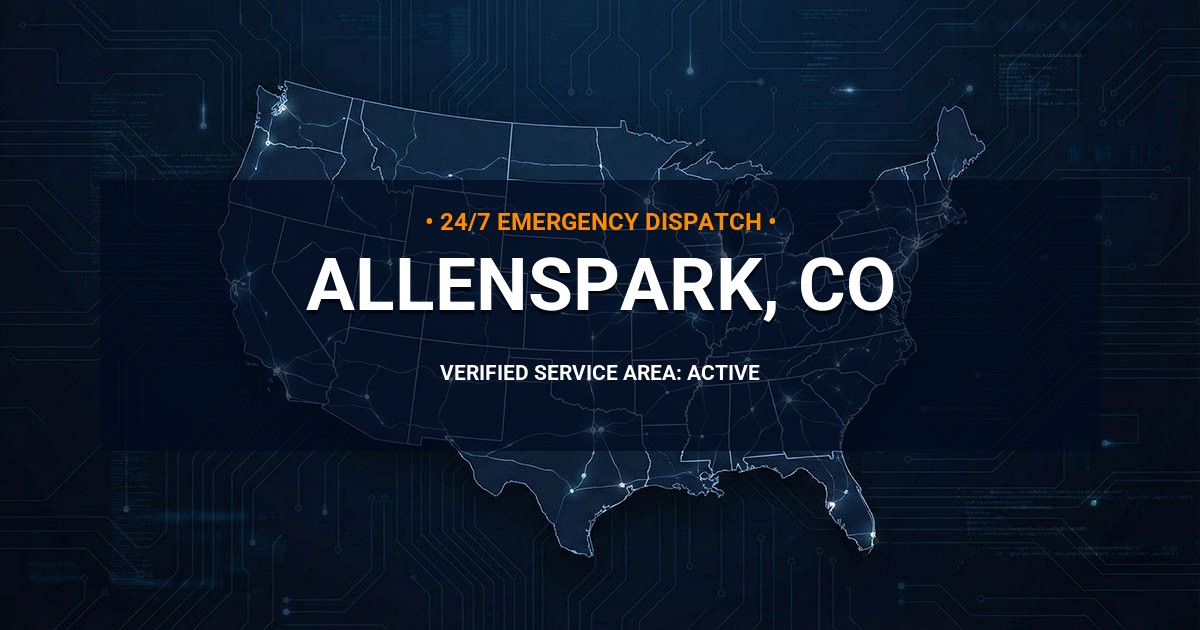 Emergency Plumbing Dispatch Map for Plumbing Services: Allenspark, CO