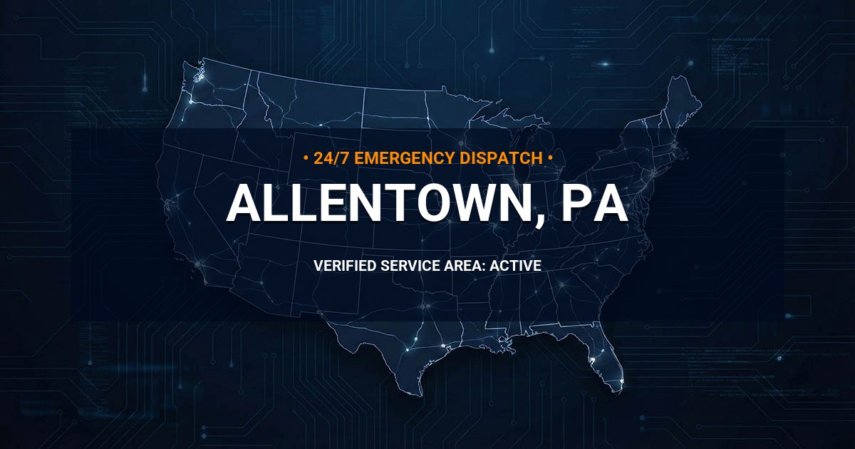 Emergency Plumbing Dispatch Map for Plumbing Services: Allentown, PA