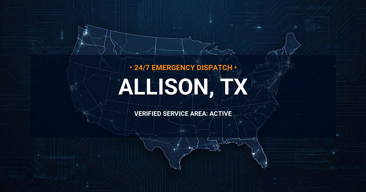 Emergency Plumbing Dispatch Map for Plumbing Services: Allison, TX