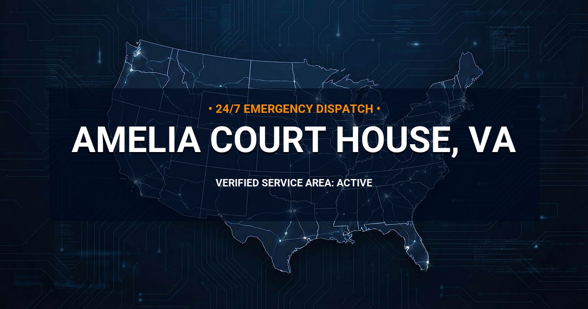 Emergency Plumbing Dispatch Map for Plumbing Services: Amelia Court House, VA