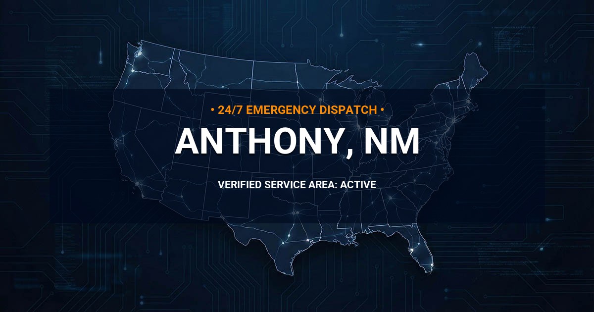 Emergency Plumbing Dispatch Map for Plumbing Services: Anthony, NM