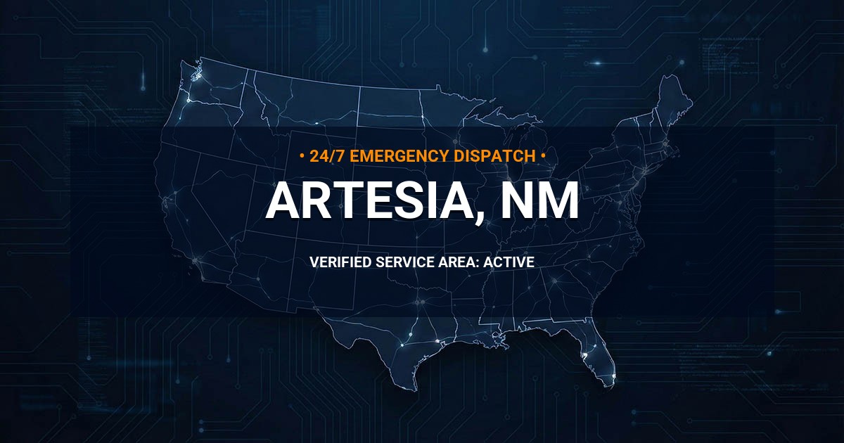 Emergency Plumbing Dispatch Map for Plumbing Services: Artesia, NM