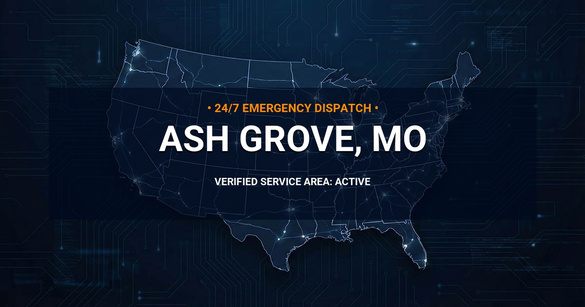 Emergency Plumbing Dispatch Map for Plumbing Services: Ash Grove, MO