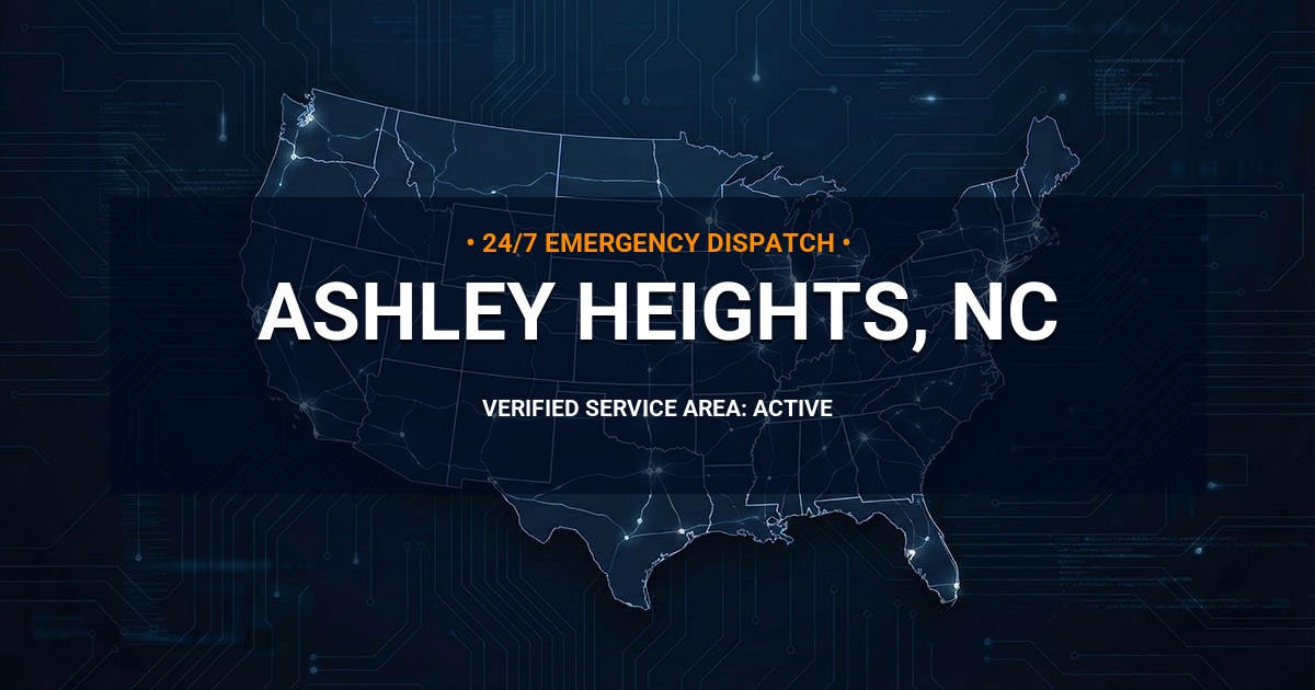 Emergency Plumbing Dispatch Map for Plumbing Services: Ashley Heights, NC