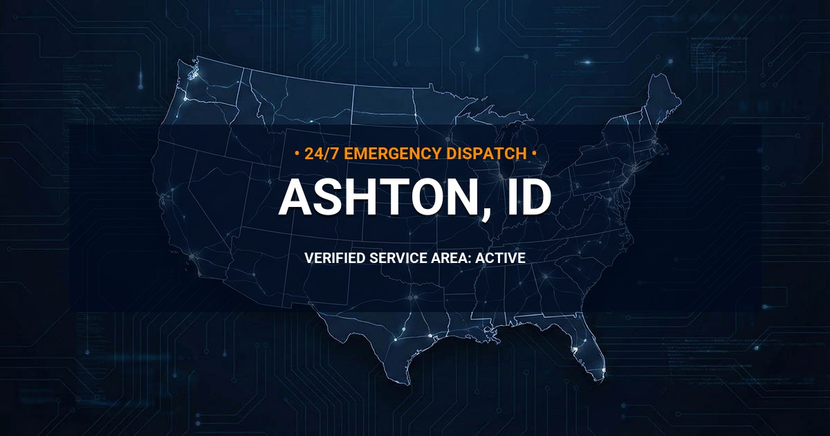 Emergency Plumbing Dispatch Map for Plumbing Services: Ashton, ID