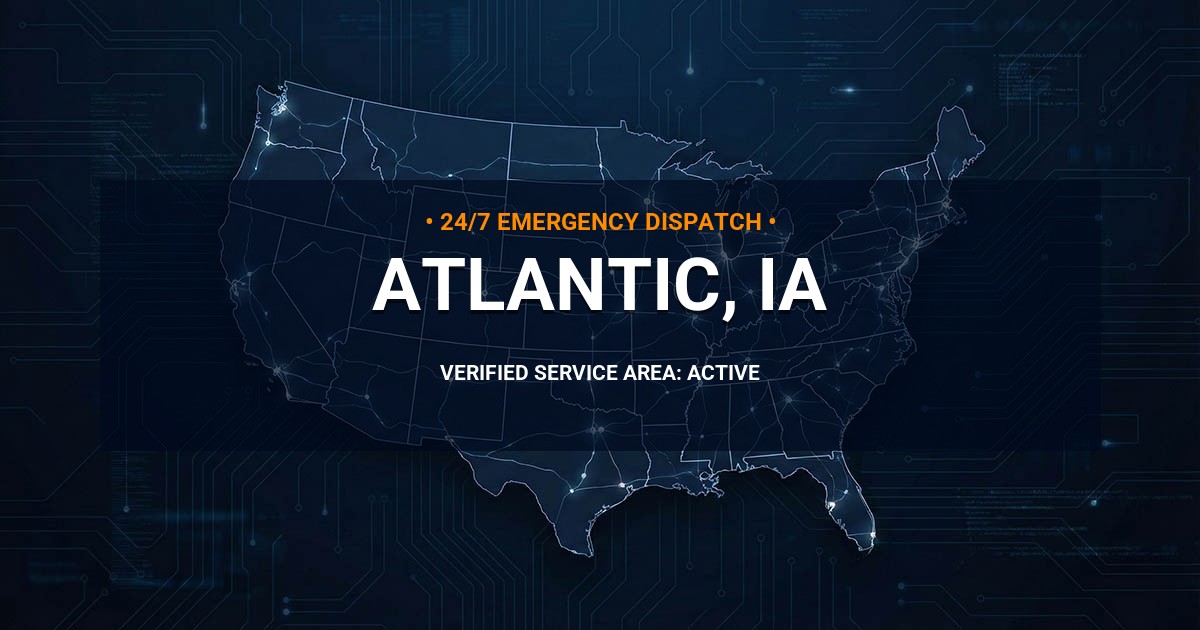 Emergency Plumbing Dispatch Map for Plumbing Services: Atlantic, IA