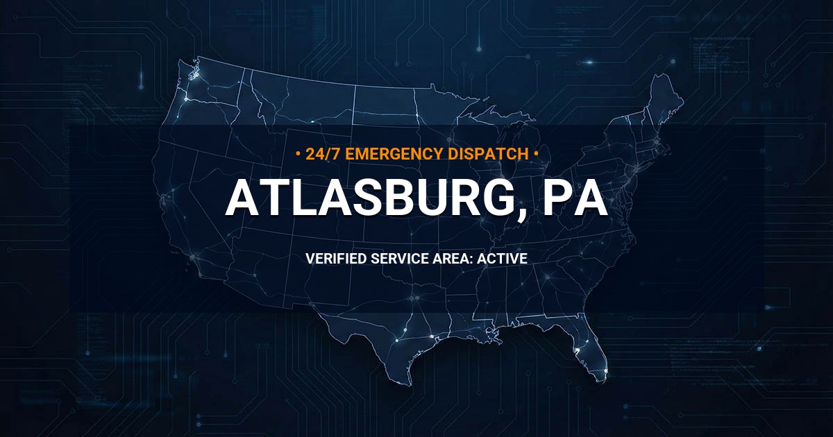 Emergency Plumbing Dispatch Map for Plumbing Services: Atlasburg, PA