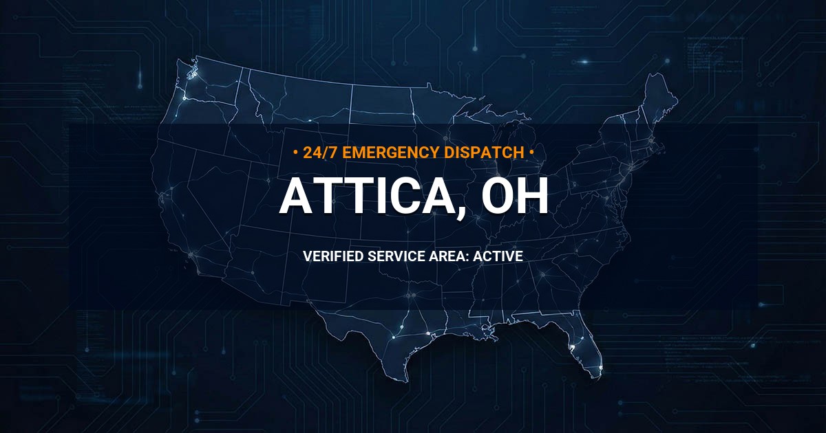 Emergency Plumbing Dispatch Map for Plumbing Services: Attica, OH