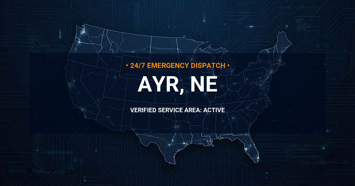 Emergency Plumbing Dispatch Map for Plumbing Services: Ayr, NE