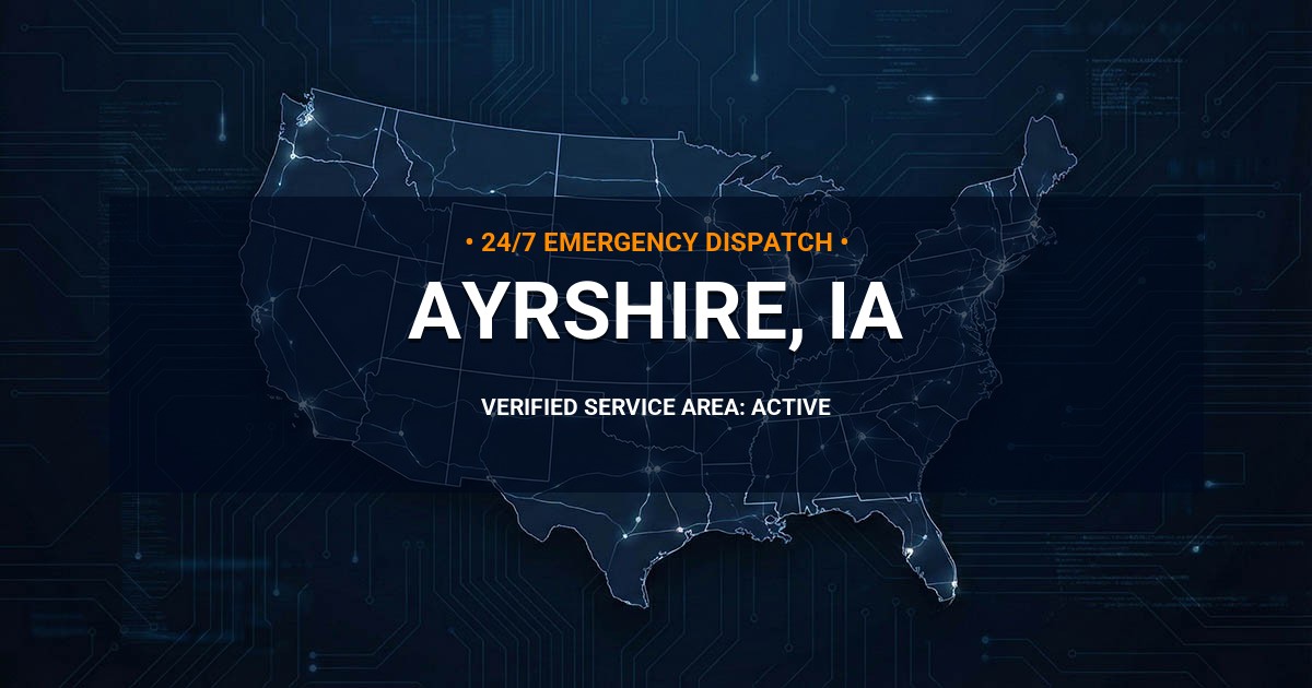 Emergency Plumbing Dispatch Map for Plumbing Services: Ayrshire, IA