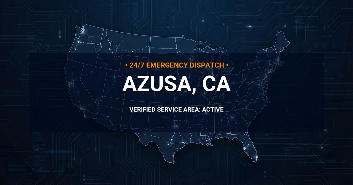 Emergency Plumbing Dispatch Map for Plumbing Services: Azusa, CA
