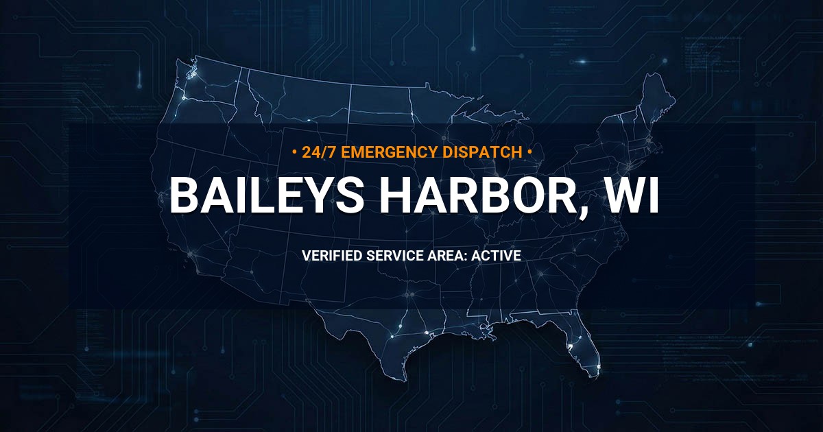 Emergency Plumbing Dispatch Map for Plumbing Services: Baileys Harbor, WI