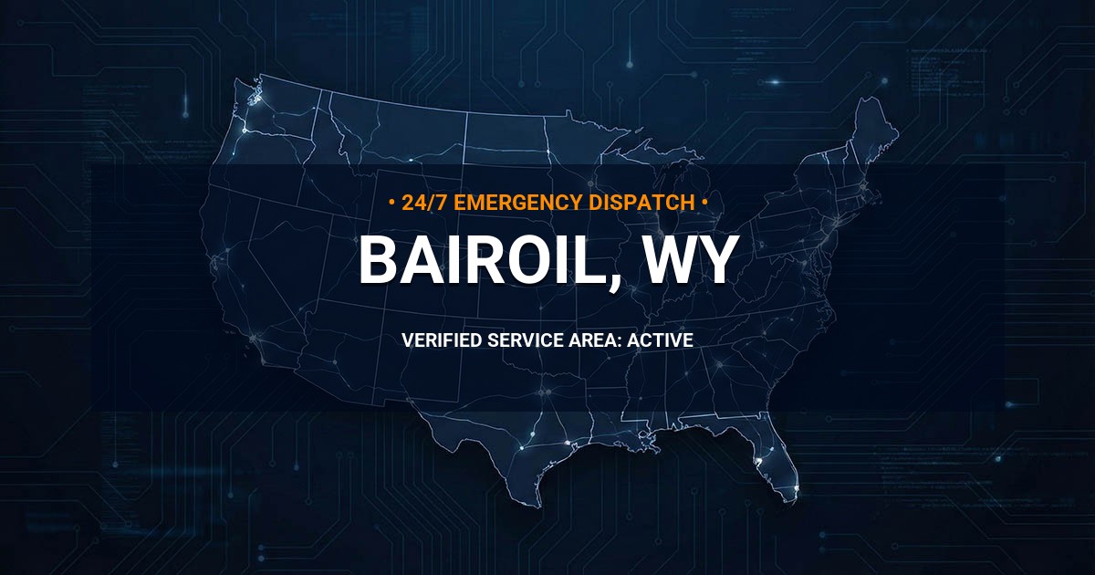 Emergency Plumbing Dispatch Map for Plumbing Services: Bairoil, WY