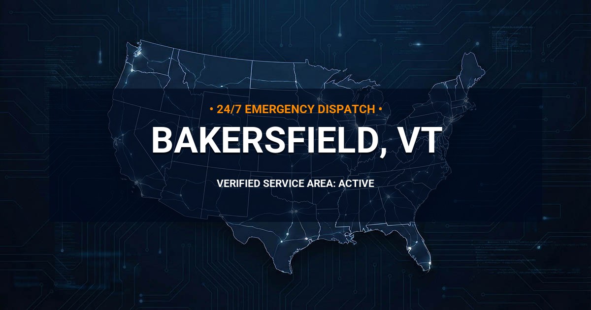 Emergency Plumbing Dispatch Map for Plumbing Services: Bakersfield, VT
