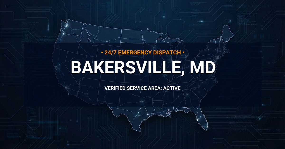 Emergency Plumbing Dispatch Map for Plumbing Services: Bakersville, MD