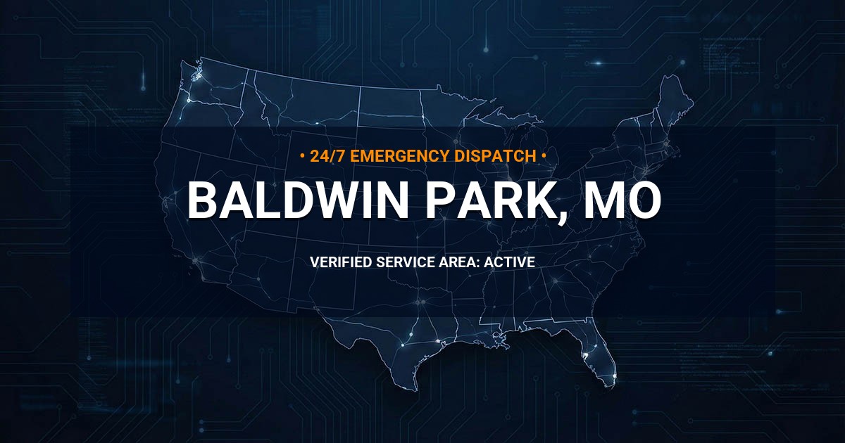 Emergency Plumbing Dispatch Map for Plumbing Services: Baldwin Park, MO