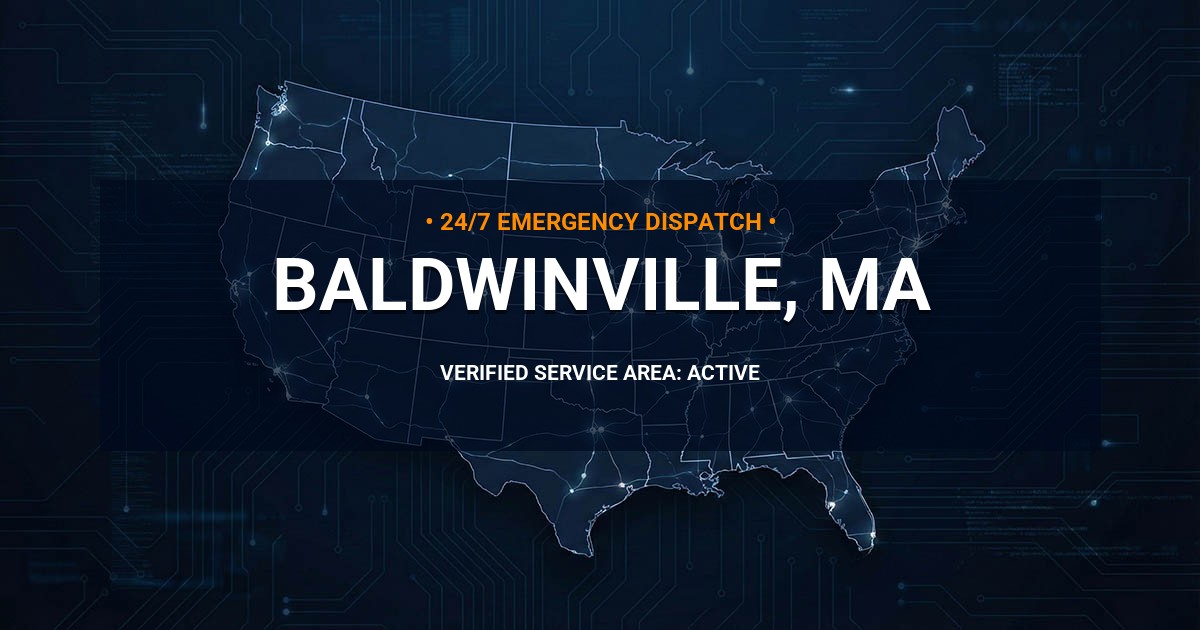 Emergency Plumbing Dispatch Map for Plumbing Services: Baldwinville, MA