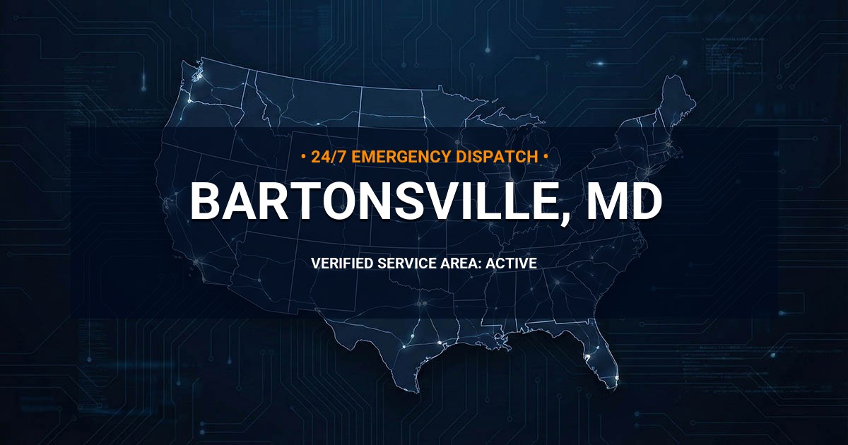 Emergency Plumbing Dispatch Map for Plumbing Services: Bartonsville, MD