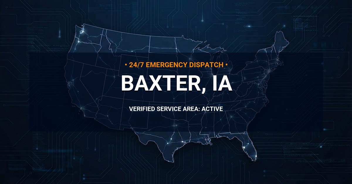 Emergency Plumbing Dispatch Map for Plumbing Services: Baxter, IA