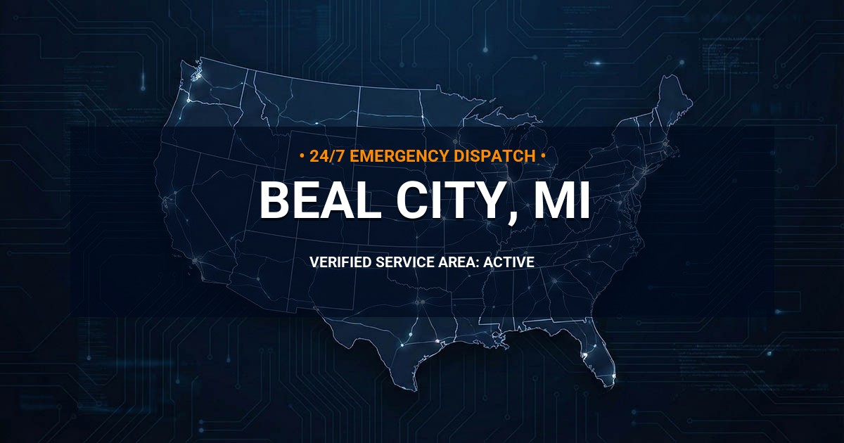 Emergency Plumbing Dispatch Map for Plumbing Services: Beal City, MI