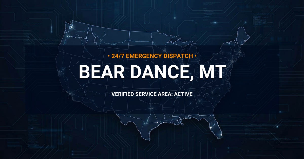 Emergency Plumbing Dispatch Map for Plumbing Services: Bear Dance, MT