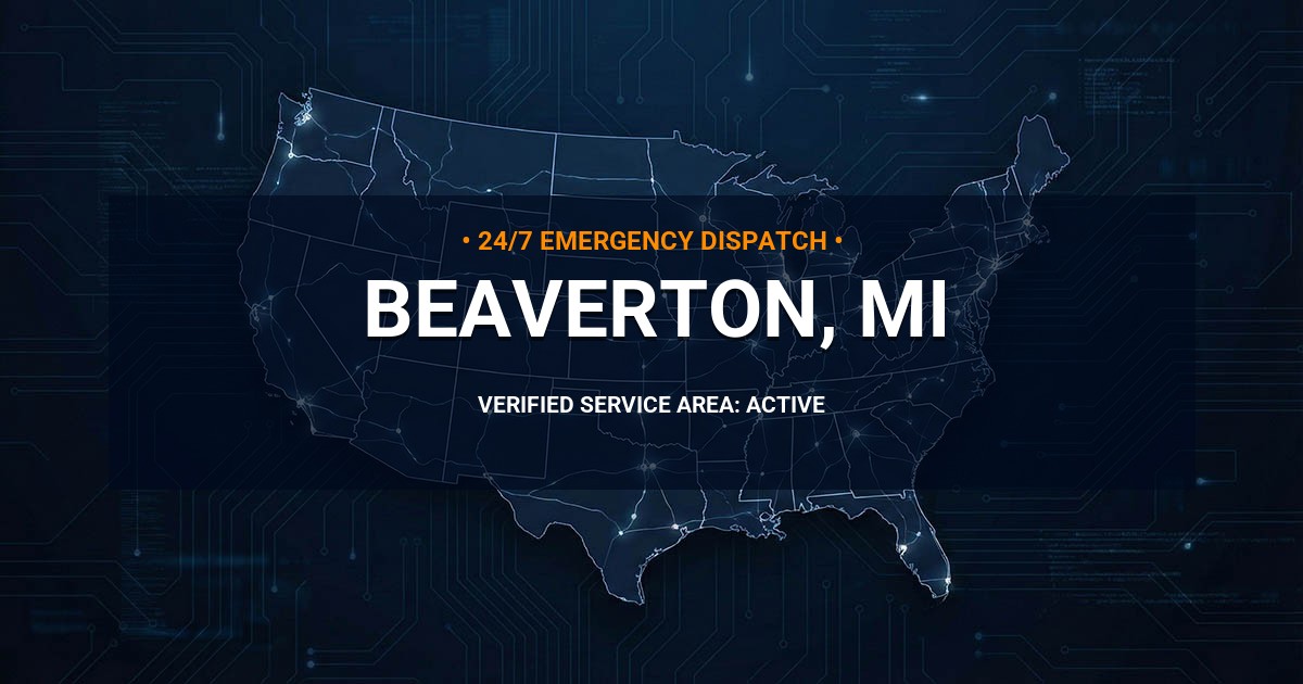 Emergency Plumbing Dispatch Map for Plumbing Services: Beaverton, MI