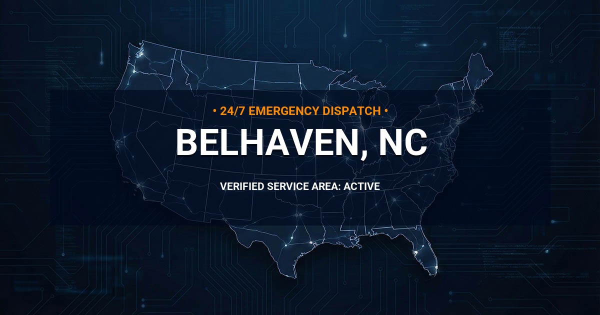 Emergency Plumbing Dispatch Map for Plumbing Services: Belhaven, NC