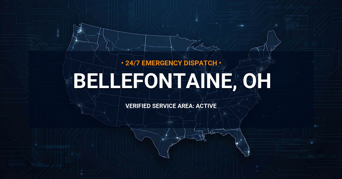 Emergency Plumbing Dispatch Map for Plumbing Services: Bellefontaine, OH