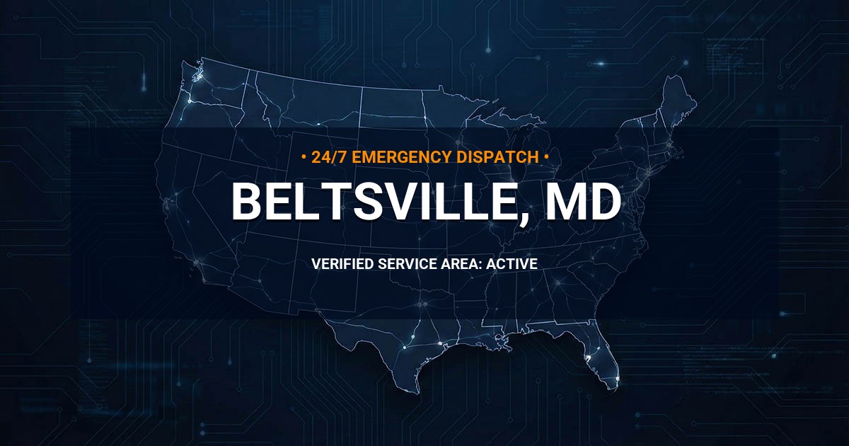 Emergency Plumbing Dispatch Map for Plumbing Services: Beltsville, MD