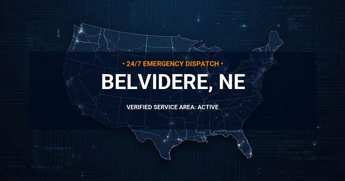 Emergency Plumbing Dispatch Map for Plumbing Services: Belvidere, NE