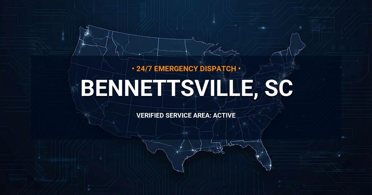Emergency Plumbing Dispatch Map for Plumbing Services: Bennettsville, SC