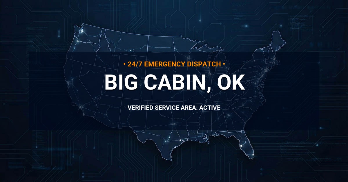 Emergency Plumbing Dispatch Map for Plumbing Services: Big Cabin, OK