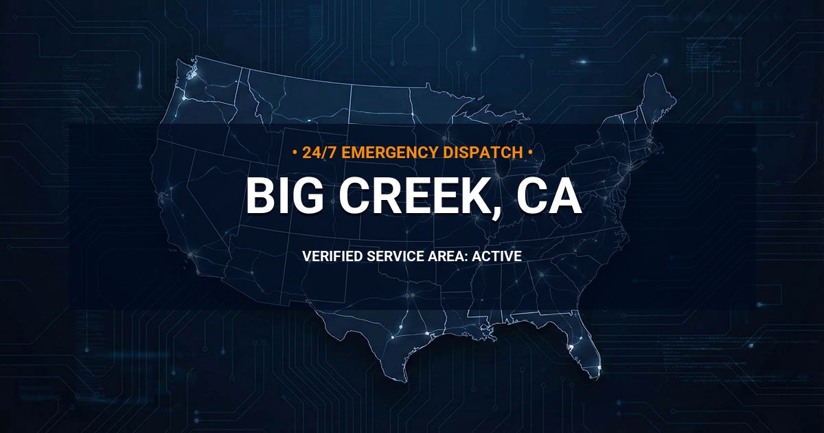 Emergency Plumbing Dispatch Map for Plumbing Services: Big Creek, CA