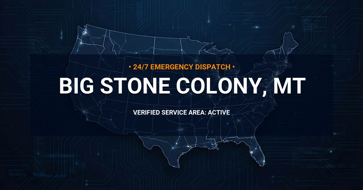 Emergency Plumbing Dispatch Map for Plumbing Services: Big Stone Colony, MT