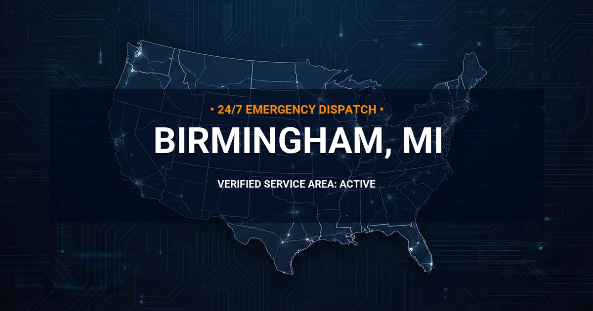 Emergency Plumbing Dispatch Map for Plumbing Services: Birmingham, MI