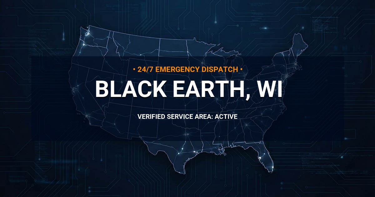 Emergency Plumbing Dispatch Map for Plumbing Services: Black Earth, WI