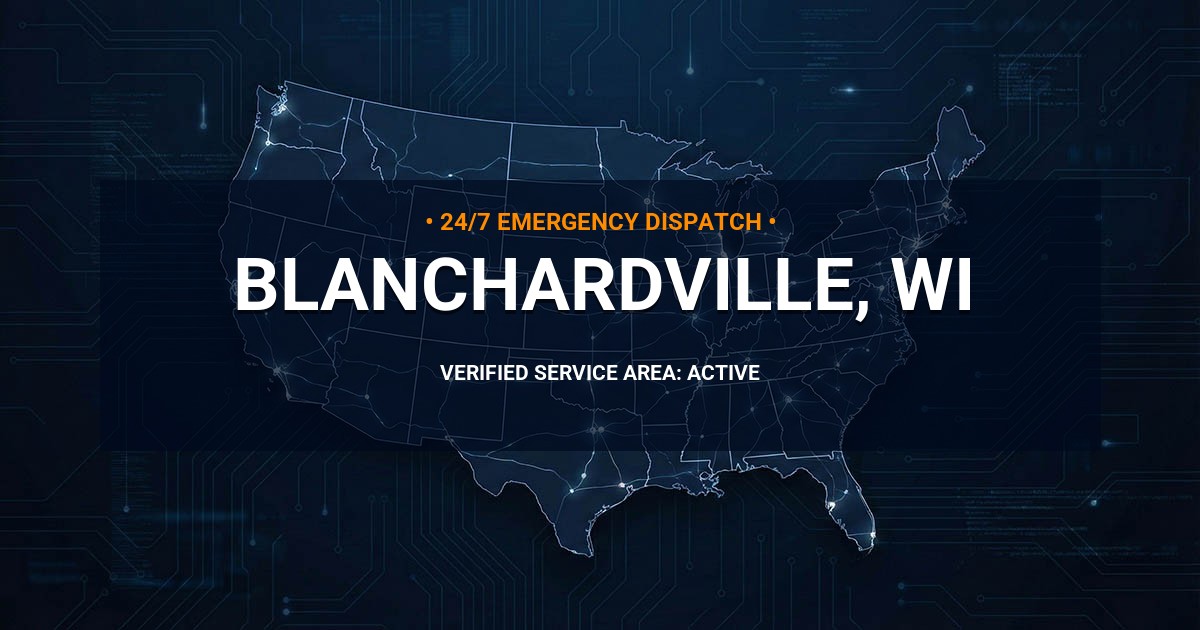 Emergency Plumbing Dispatch Map for Plumbing Services: Blanchardville, WI