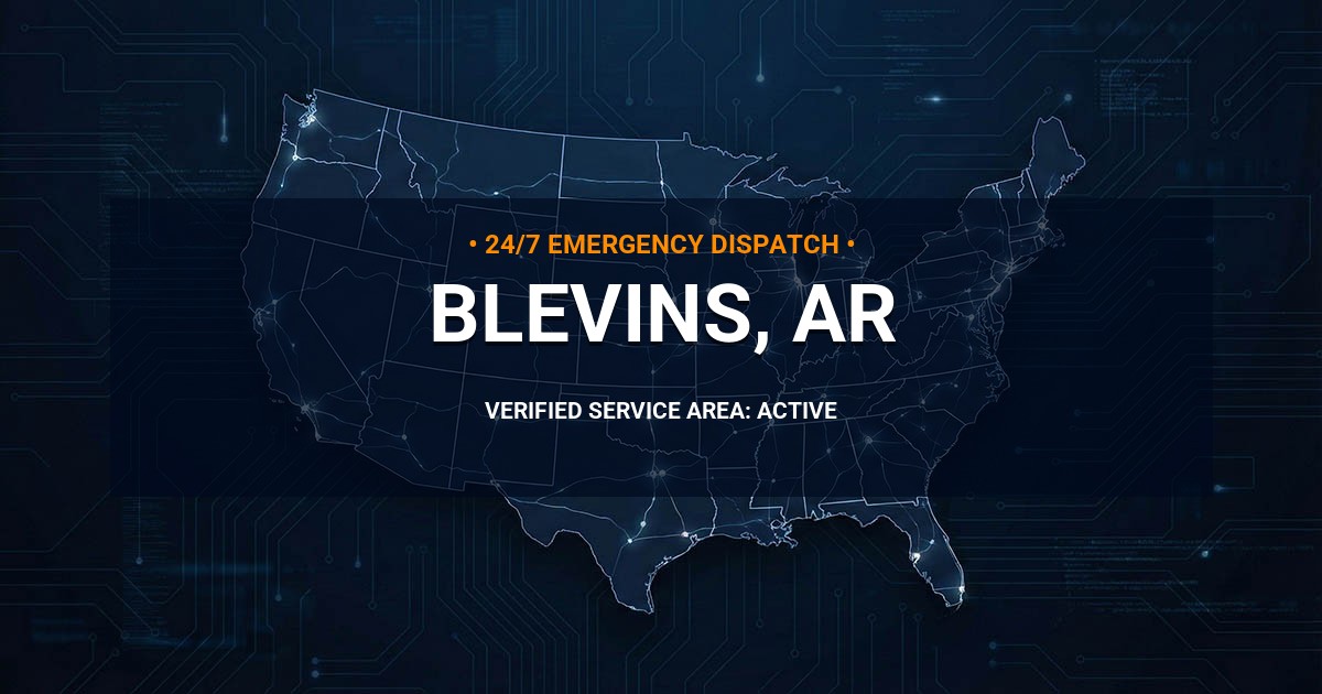 Emergency Plumbing Dispatch Map for Plumbing Services: Blevins, AR