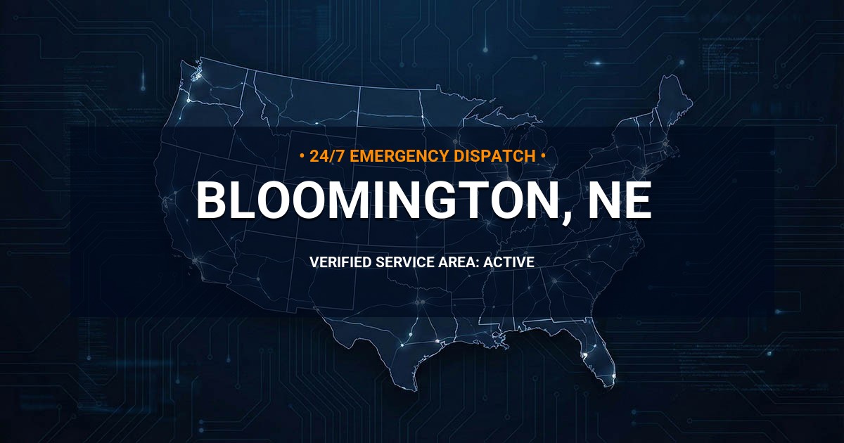 Emergency Plumbing Dispatch Map for Plumbing Services: Bloomington, NE