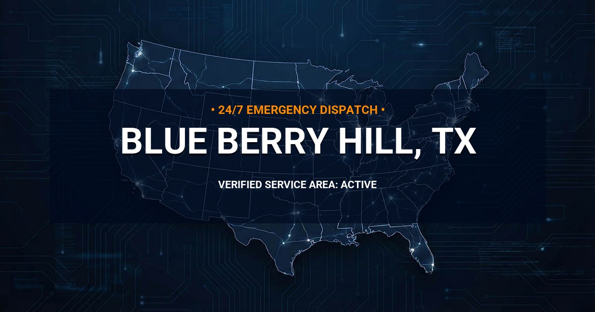 Emergency Plumbing Dispatch Map for Plumbing Services: Blue Berry Hill, TX