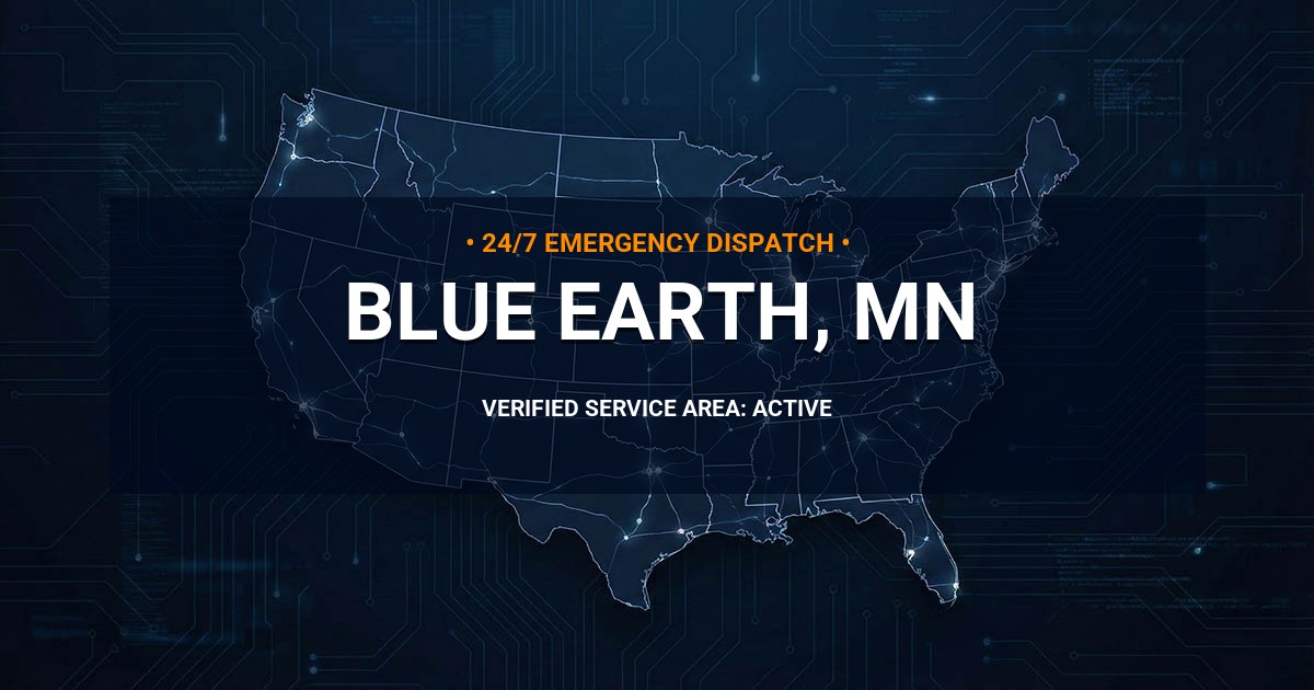 Emergency Plumbing Dispatch Map for Plumbing Services: Blue Earth, MN