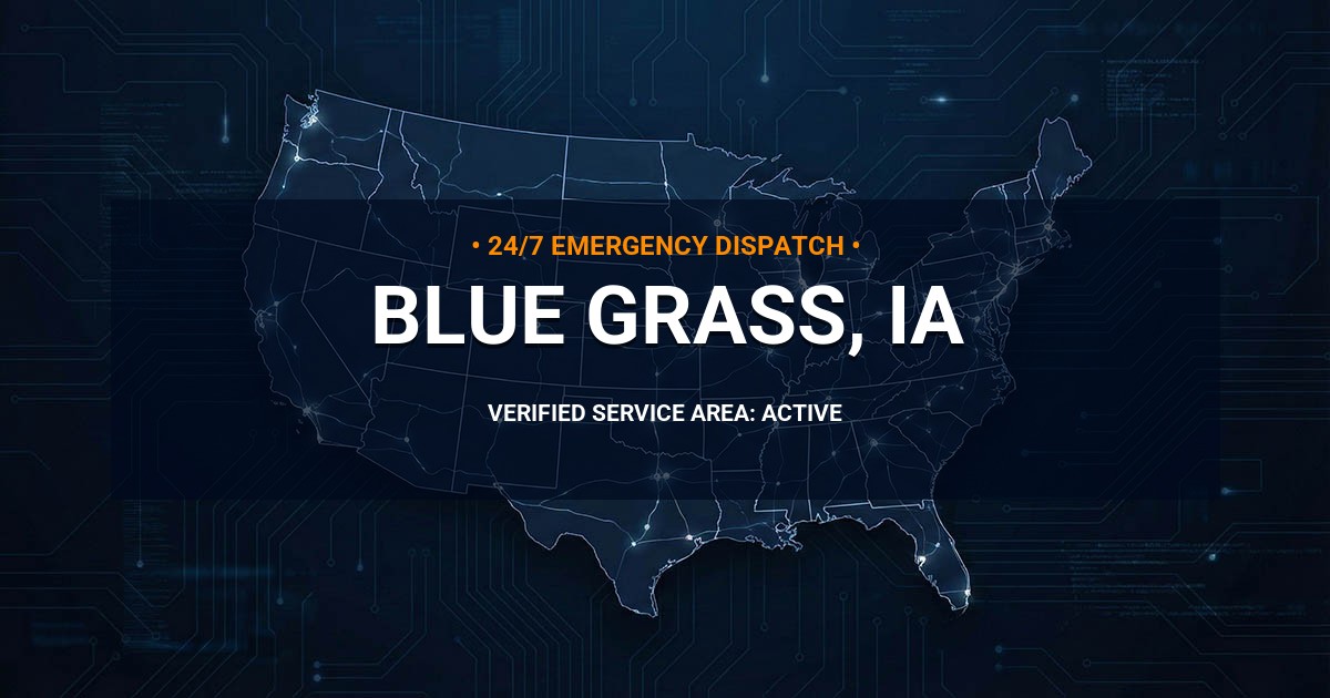Emergency Plumbing Dispatch Map for Plumbing Services: Blue Grass, IA