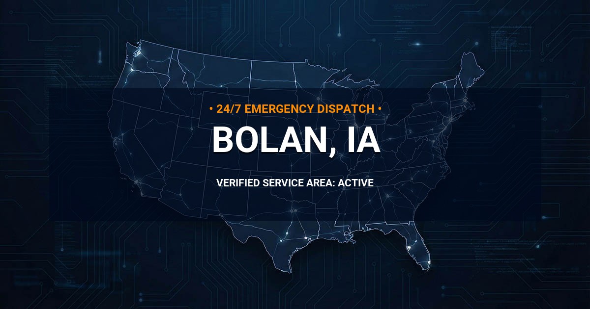 Emergency Plumbing Dispatch Map for Plumbing Services: Bolan, IA